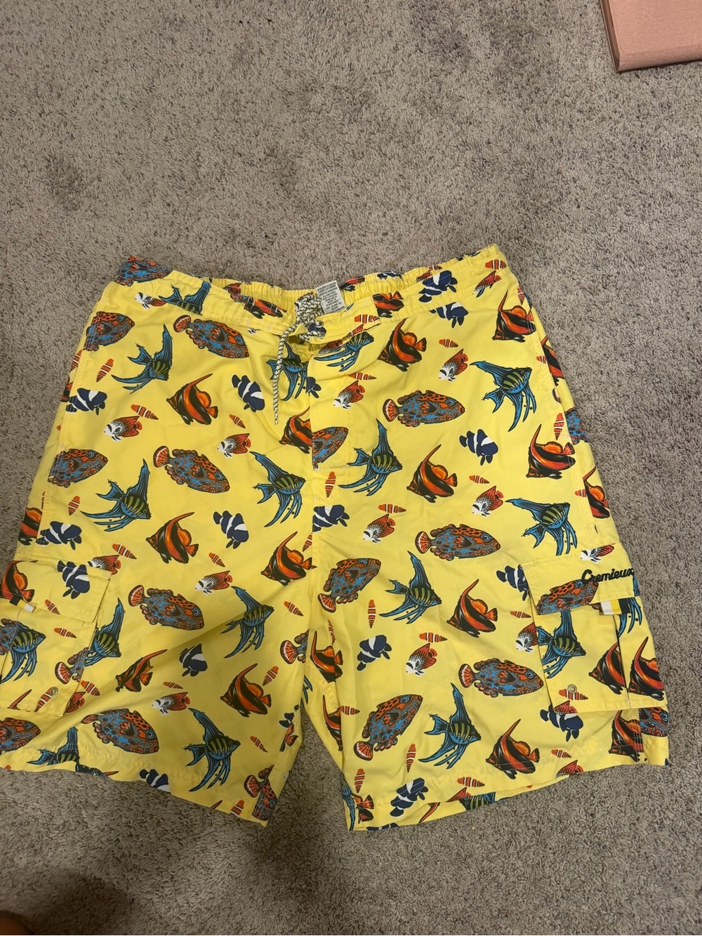 Men's Yellow Tropical Fish Swim Trunks